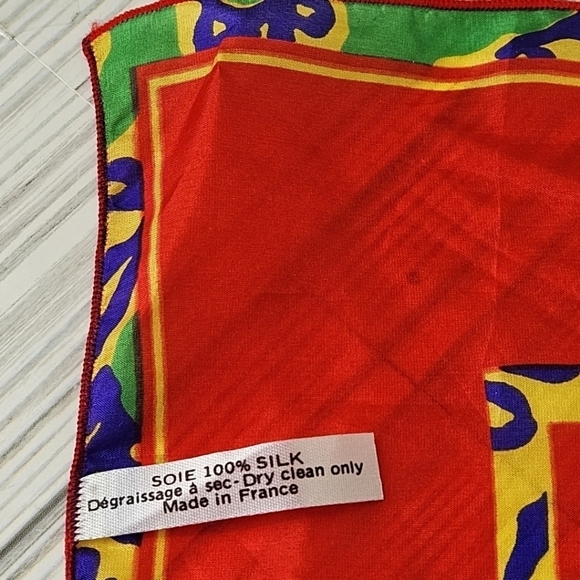 Givenchy Amarige Silk Scarf Made in France in Red and Yellow - Picture 4 of 7